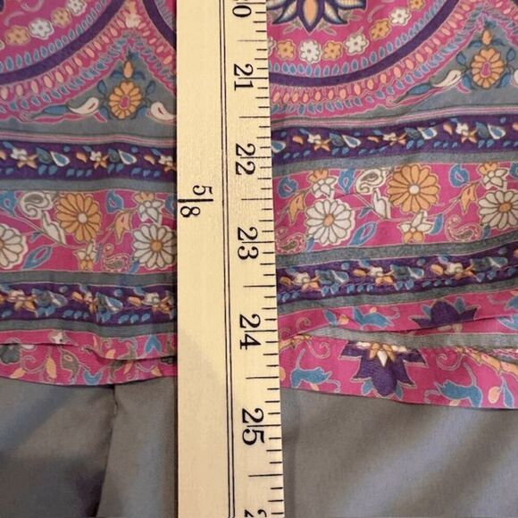 Calypso St. Barth 100% Silk Paisley Print Blouse Pink Purple Light Size Medium - Picture 8 of 9